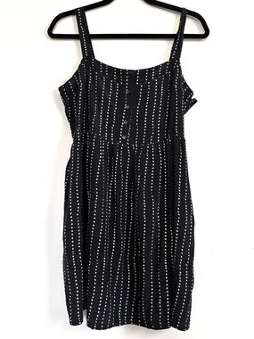 Black Polka Dot Button-Front Sundress W/ Pockets Sz M
